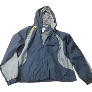 Bold Spirit Lightweight Hooded Windbreaker Jacket Blue Gray Full Zip Size L